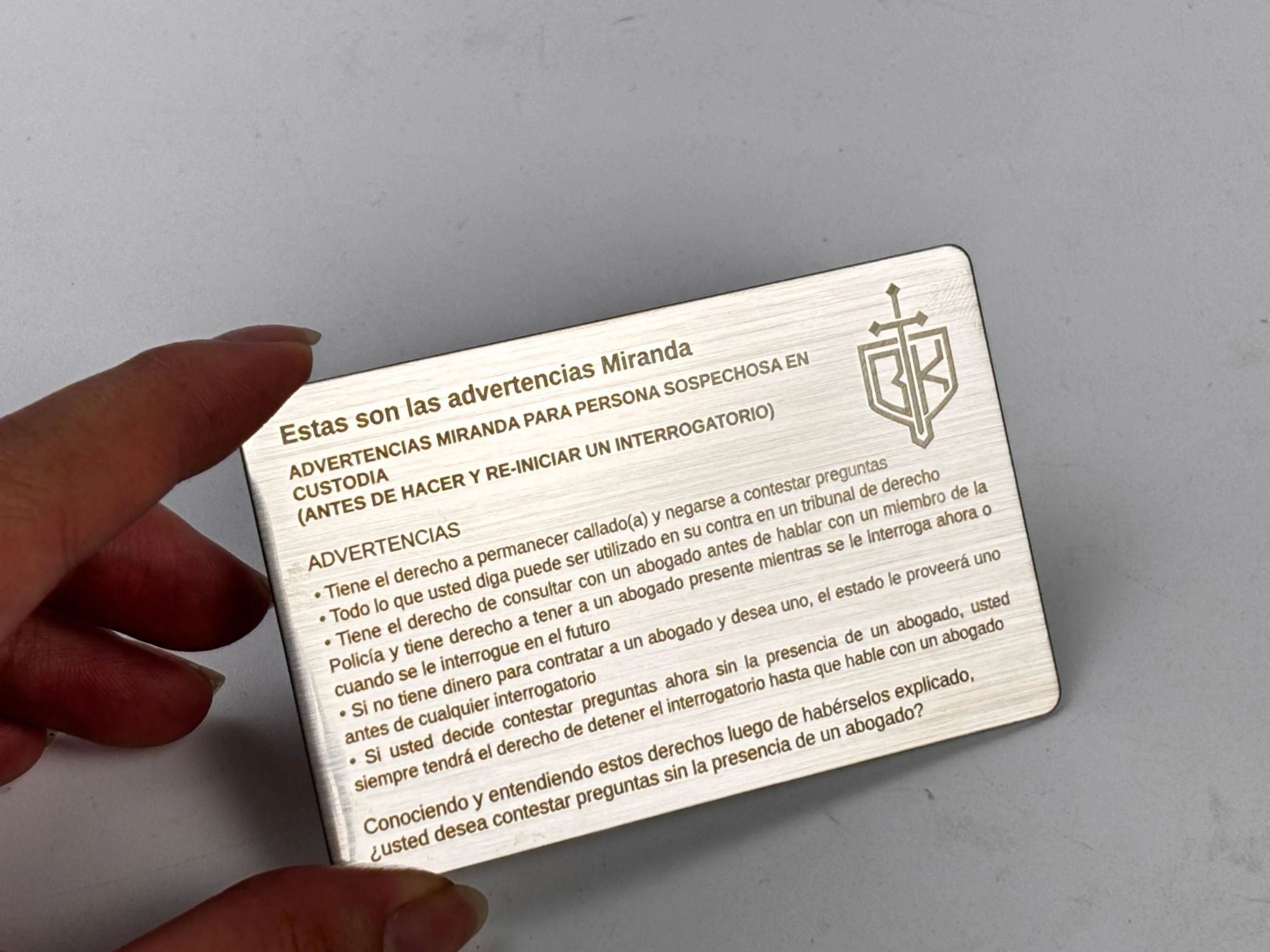 MIRANDA RIGHTS CARD
